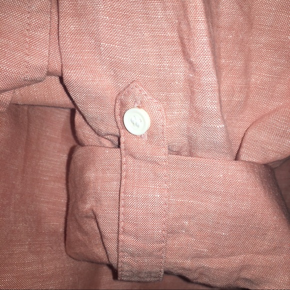 Liz Claiborne Linen Tunic Shirt Rose Dawn White L - Picture 6 of 6